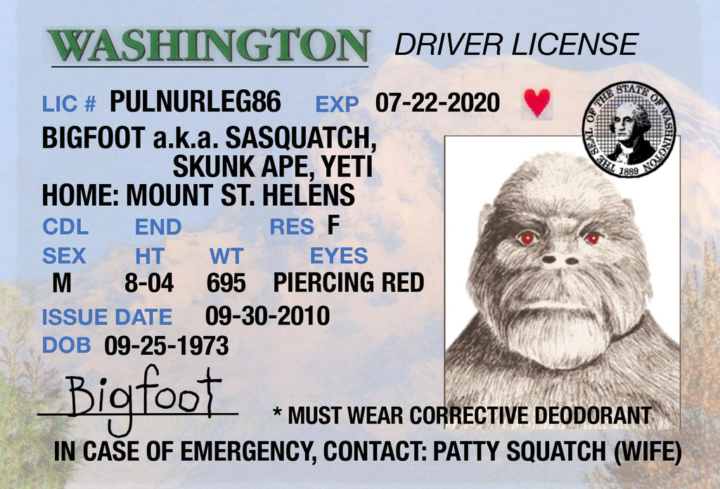 Bigfoot License Postcard